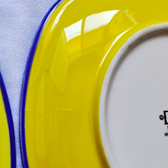 Dansk Caribe Salad Plates Set Of 2 Square Yellow Green with Blue Rim - Picture 8 of 9